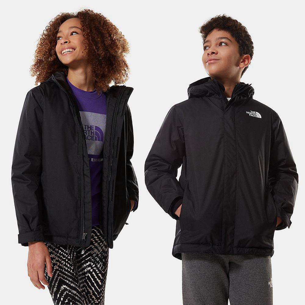 The North Face Snow Quest Zip-In Παιδικα Σακάκι - Μαυρα / Ασπρα (XOMR50287)